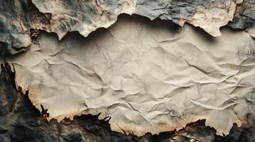 Burned Edges of a Crumpled Paper Background photo