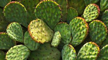 Close-up of Prickly Pear Cactus Pads with Spines photo
