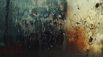 A Window Covered in Water Drops and Streaks photo