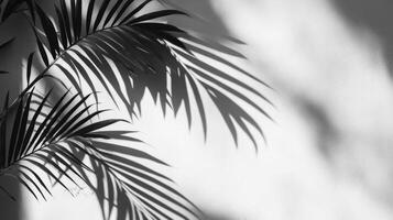 Palm Leaf Shadow Cast on White Wall photo