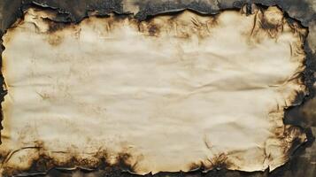 Burned Paper with Crumpled Texture and Charred Edges photo