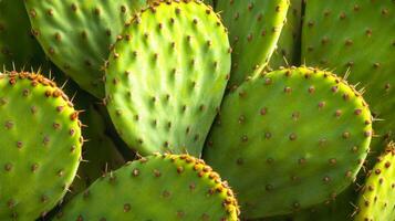 Close-up View of Prickly Pear Cactus Pads photo