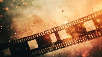 A close-up of a film strip on a weathered and textured background photo
