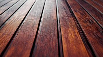 Close-up of a Wet Wooden Deck with Grain Patterns photo