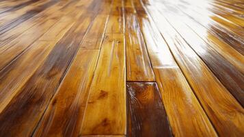 A Close-Up View of a Shiny Wooden Floor with Visible Grain photo