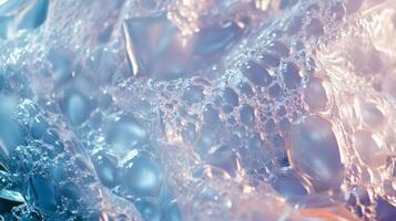A Close-Up View of White Soap Suds with Light Reflecting Through the Bubbles photo
