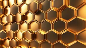 Abstract Golden Honeycomb Pattern photo