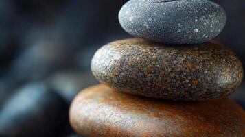 Close-up of Stacked Smooth River Rocks photo