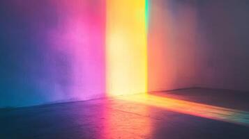 A Corner Illuminated with a Colorful Light Beam photo