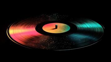 A Vinyl Record with a Colorful Gradient and Specks of Dust photo