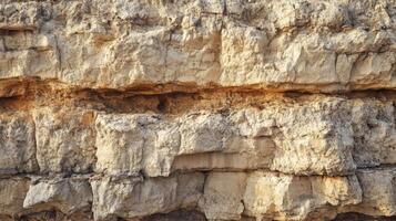 Close-up View of Layered Limestone Cliff Face photo