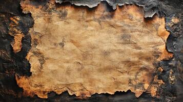 Burned Edges of a Fragile, Worn Parchment photo
