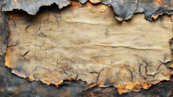 Close-up of a charred and wrinkled piece of paper with an uneven edge photo