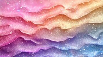 Abstract Rainbow Glitter Waves with Shimmering Texture photo