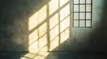 A Window Casting a Grid-Like Shadow on a Wall photo