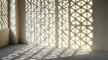 Geometric Shadow Patterns Cast on a Wall by a Window photo