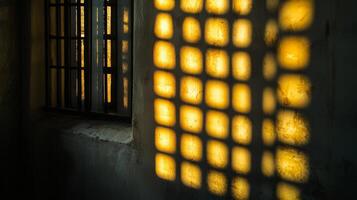 A Grid of Sunlight Shining Through a Window photo