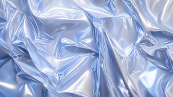 Abstract Wrinkled Silver Fabric with Blue Highlights photo