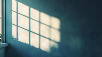 Window Light Casting Shadow on Teal Wall photo