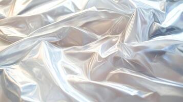 Abstract Wrinkled Shiny White Fabric Texture photo