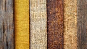 Vertical Arrangement of Wooden and Fabric Surfaces photo