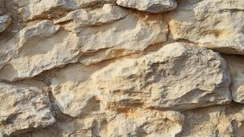 Close-up of a Rough, Weathered Stone Wall photo