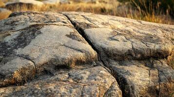 Close-up of a Cracked and Weathered Rock Surface photo