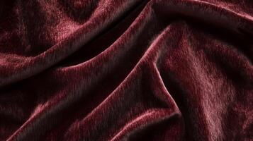 Close-up of Deep Red Velvet Fabric with Subtle Texture and Drape photo