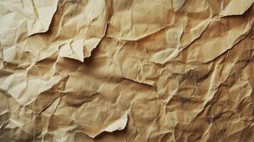 A Close-Up of a Crumpled and Weathered Brown Paper Texture photo