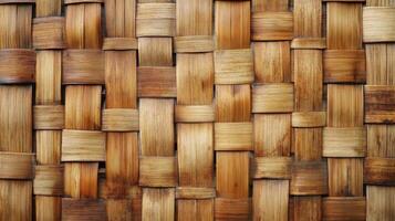 Interwoven Brown Bamboo Strips Creating a Rustic Pattern photo