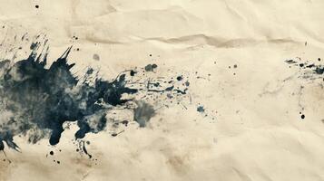 Abstract Ink Splatters on Crumpled Paper Background photo
