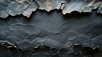 Torn and Crumpled Black Paper with a Rough Texture photo