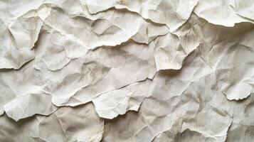 Close-up of Crumpled and Torn White Paper with Speckled Texture photo