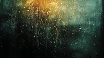 Raindrops on a Windowpane with a Golden Glow photo