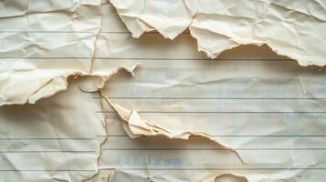 Torn and Crumpled Lined Paper with Faded Writing photo
