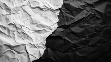 Crumpled Black and White Paper Background photo