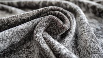 Close-up of Soft Grey and White Fabric with a Wrinkled Pattern photo