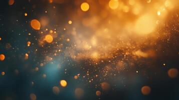 Abstract Background with Golden Bokeh and Dust Particles photo