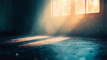 Sunbeams Streaking Through Dust Motes in a Dark Room photo