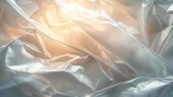 Abstract Texture of Crumpled Transparent Plastic with Light Shining Through photo
