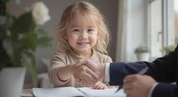 Zoe - Focused Blonde Toddler Girl at Desk, Little Learner photo