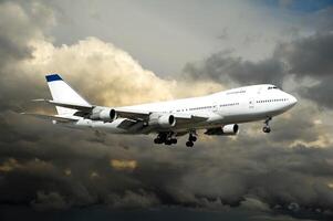 Plane in bad weather photo