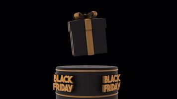 Black Friday Gift Rotating On Podium 3D Animation On Alpha Channel video