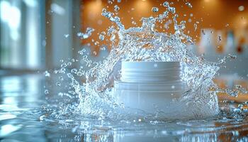 Fresh water falling, splashing, reflecting nature beauty Clean generated by AI photo