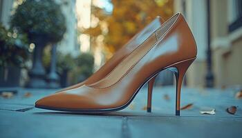 Fashionable women walking in shiny high heels store generated by AI photo