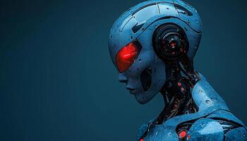 Futuristic robot cyborg technology men portrait science generated by AI photo