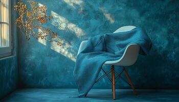 Modern armchair sitting by window in elegant apartment generated by AI photo