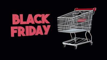 Supermarket Cart Black Friday 3D Animation On Alpha Channel video