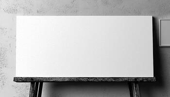 Empty wooden frame on dirty wall in classroom generated by AI photo
