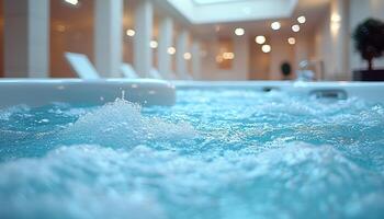 Relaxation in luxury spa, water, heat, glass reflection generated by AI photo